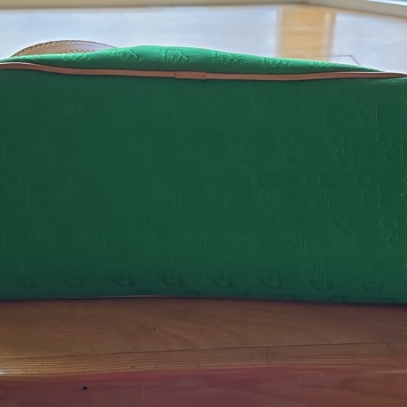 Dooney &Bourke Green and Tan Suede Tote with Leather Trim - Picture 7 of 10